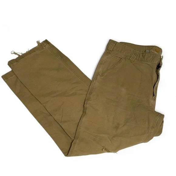 Carhartt Men's Tan/Cream Distressed Carpenter Pants - Picture 2 of 7